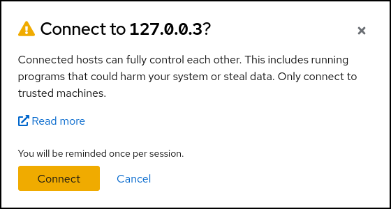 screenshot of extra warnings when connecting to remote hosts